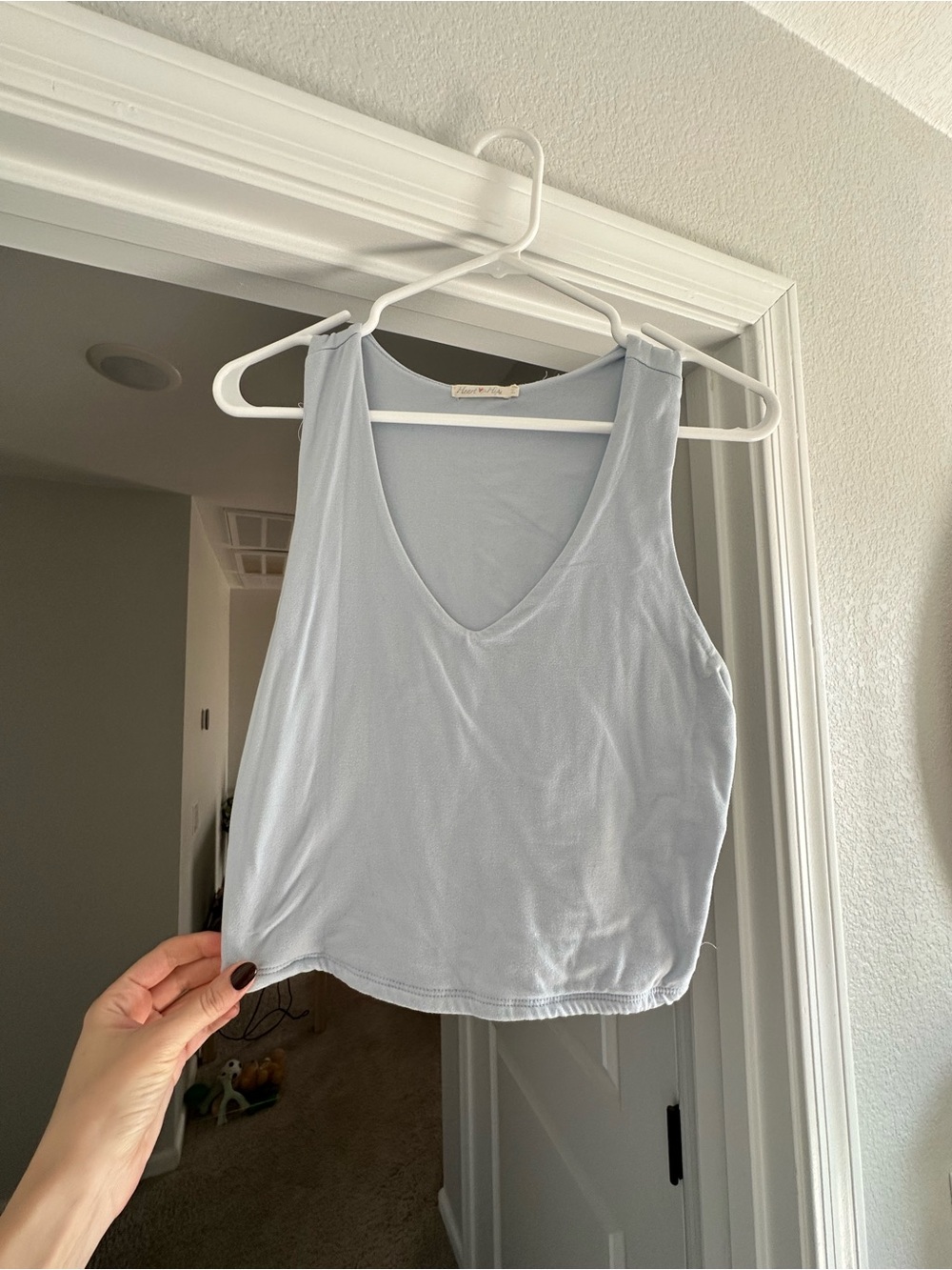 Heart Hips Light Blue V-Neck Crop Tank